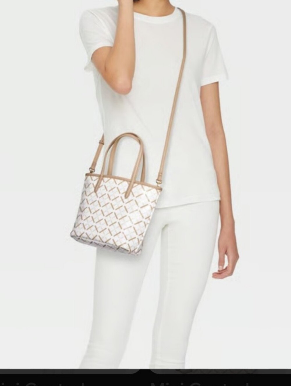 ❤️5/$25 New Cream & Tan Patterned Tote Handbag Crossbody